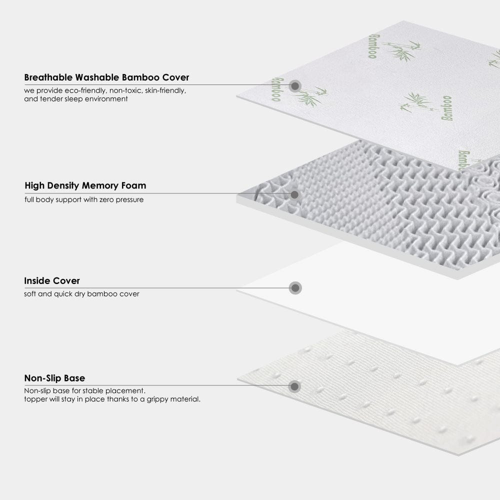 6cm Memory Foam Topper with Bamboo Mattress Cover - Queen 5