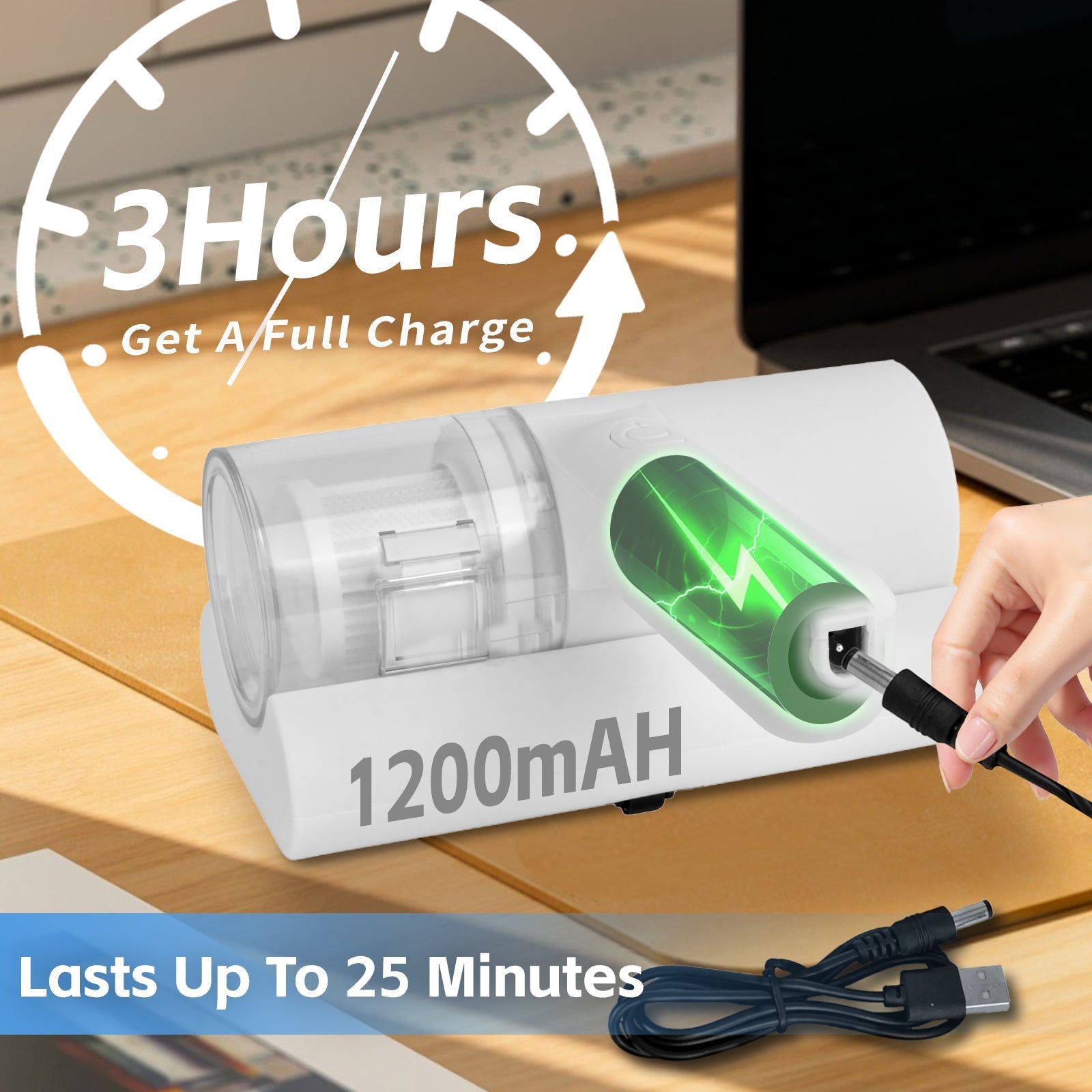 UV‑C Cordless Dust Mite Vacuum Handheld Sanitizing Cleaner with 1200 mAh Battery 5