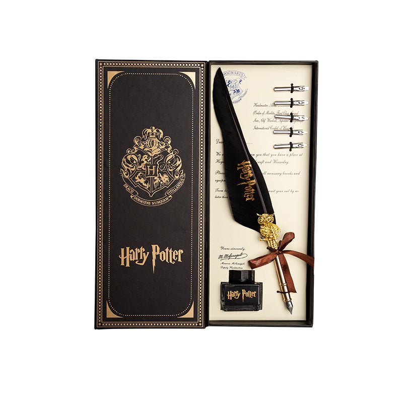 Harry Potter Vintage Feather Dip Pen Writing Set with ink Calligraphy Quill Pen Gifts - DARK GREEN 5