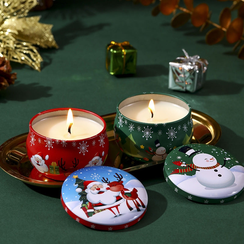 4 Pcs of Scented Candle Tinplate Jar Wax Plant Candle Christmas Gift 3