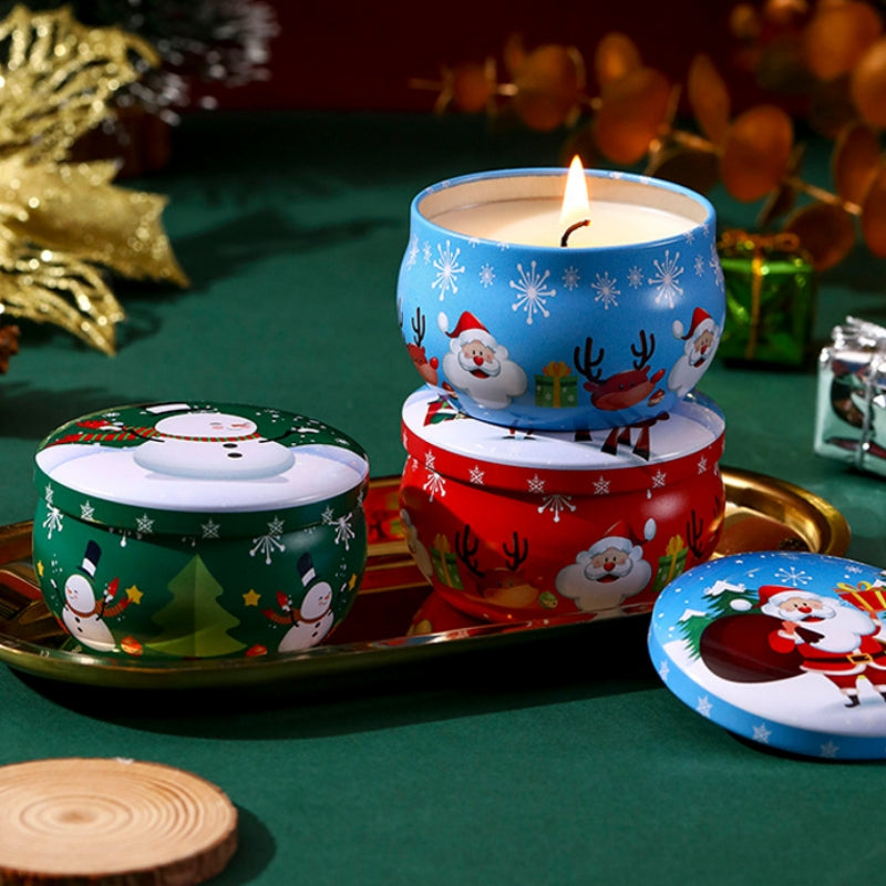 4 Pcs of Scented Candle Tinplate Jar Wax Plant Candle Christmas Gift 4