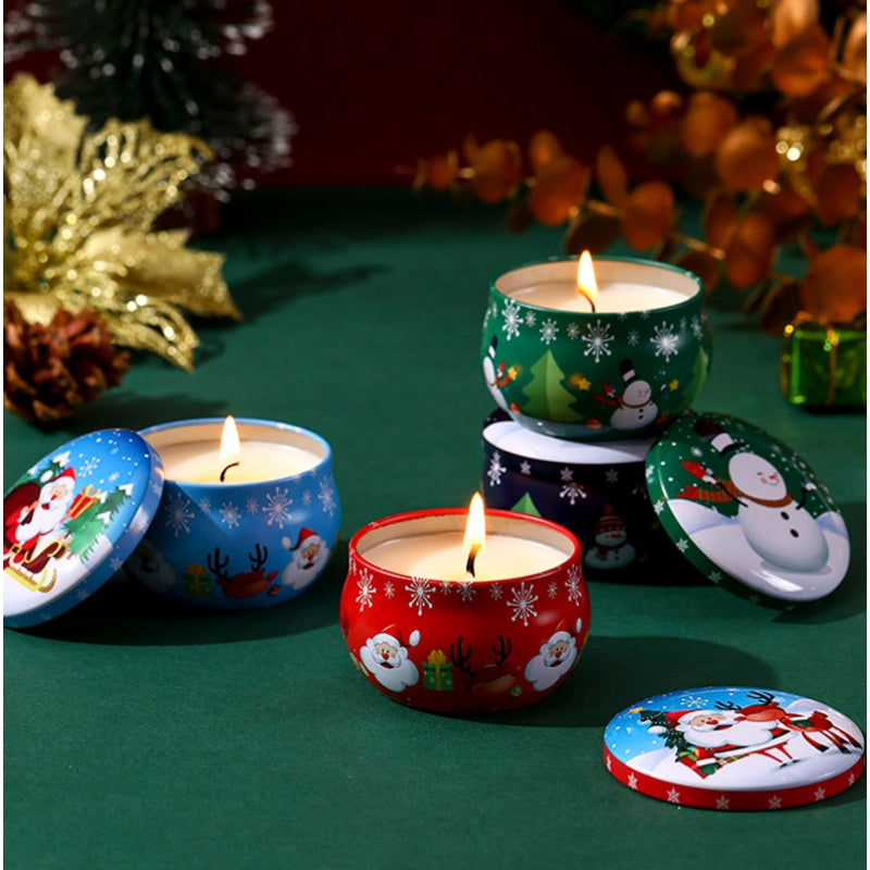 4 Pcs of Scented Candle Tinplate Jar Wax Plant Candle Christmas Gift 5