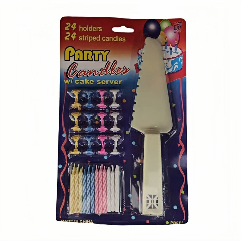 4 Sets of Party candles with Cake server sets 4