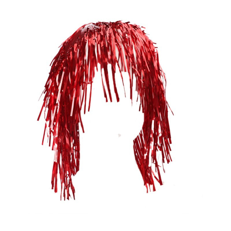 Party tinsel wig-assorted colour - Red