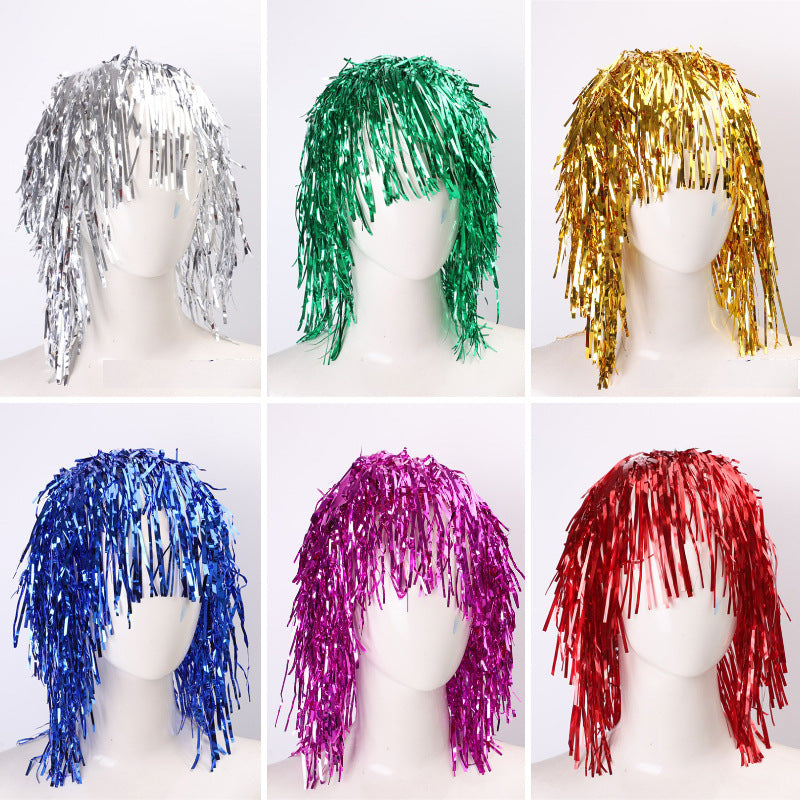 Party tinsel wig-assorted colour - Red 5