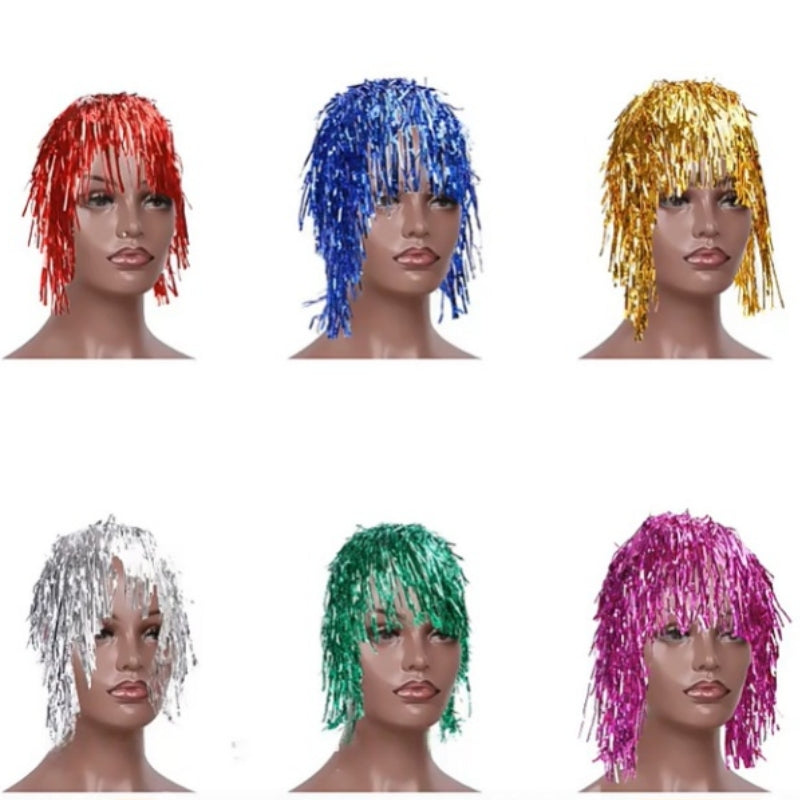 Party tinsel wig-assorted colour - Red 10