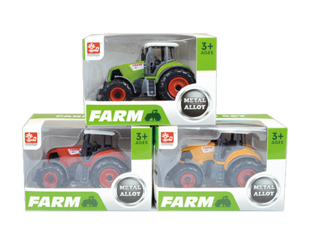 3x DIECAST METAL FARM TRACTORS RED YELLOW GREEN 4