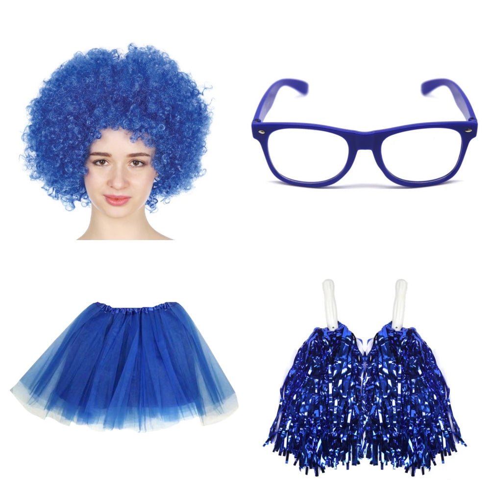 School house carnival colour celebrates kit Wig Glasses Tutus and Pom Poms - Blue 7