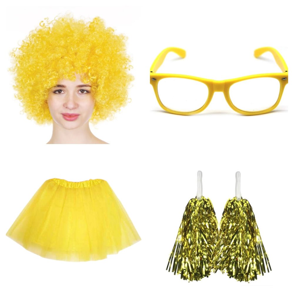 School house carnival colour celebrates kit Wig Glasses Tutus and Pom Poms - Yellow 8