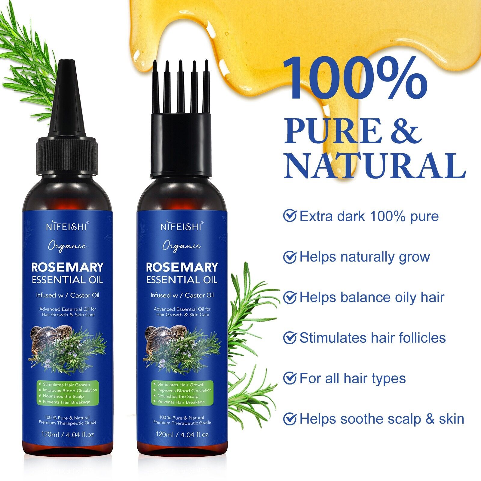 nifeishi organic rosemary essential oil 120 ml 5