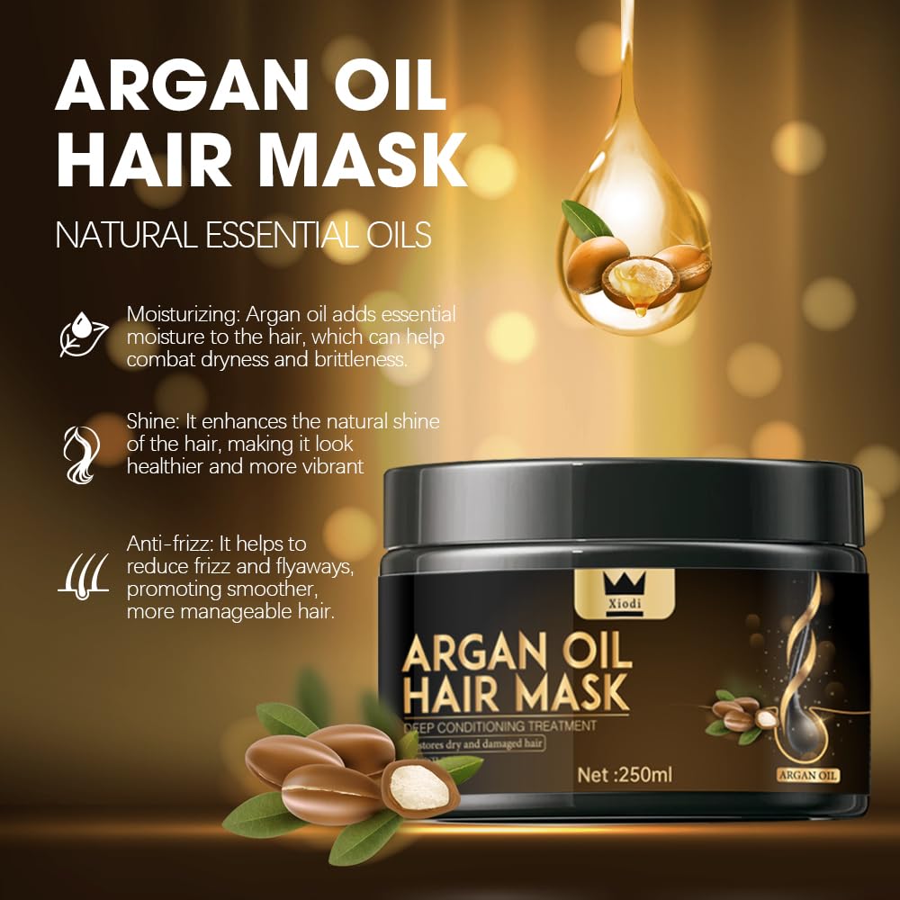 Xiodi Argan Oil Hair Mask, 100% Pure Anti-Hairfall Dandruff Treatment 5