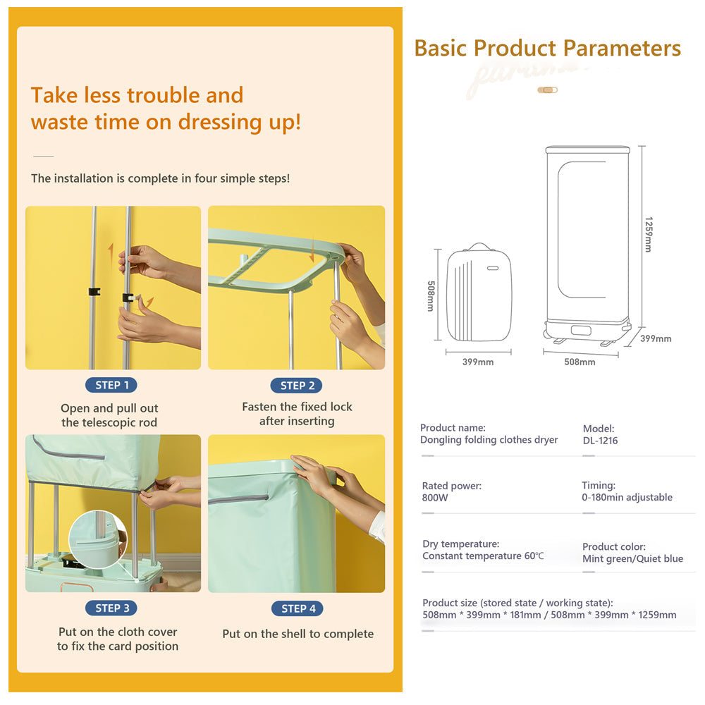 Hoper Layer Foldable Clothes Dryer Household Dryer Portable Quick Drying Mites Removal 9