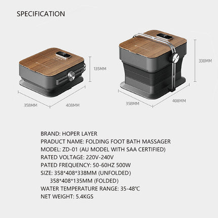 Hoper Layer Electric DPS Heating Folding Foot Bath Massager AU Model with SAA Certified 8