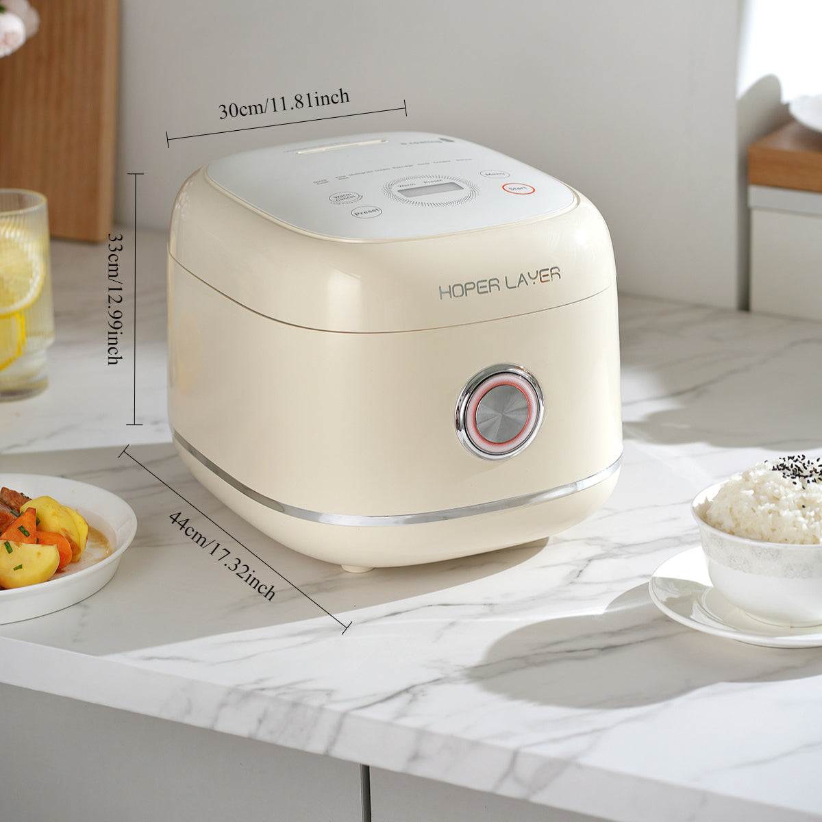 Hoper Layer 3L Portable Non-stick Rice Maker Smart Control Rice Cooker 3