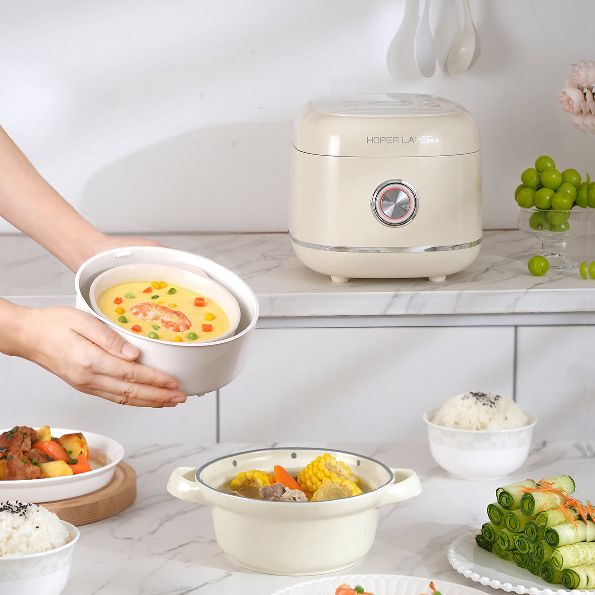 Hoper Layer 3L Portable Non-stick Rice Maker Smart Control Rice Cooker 9