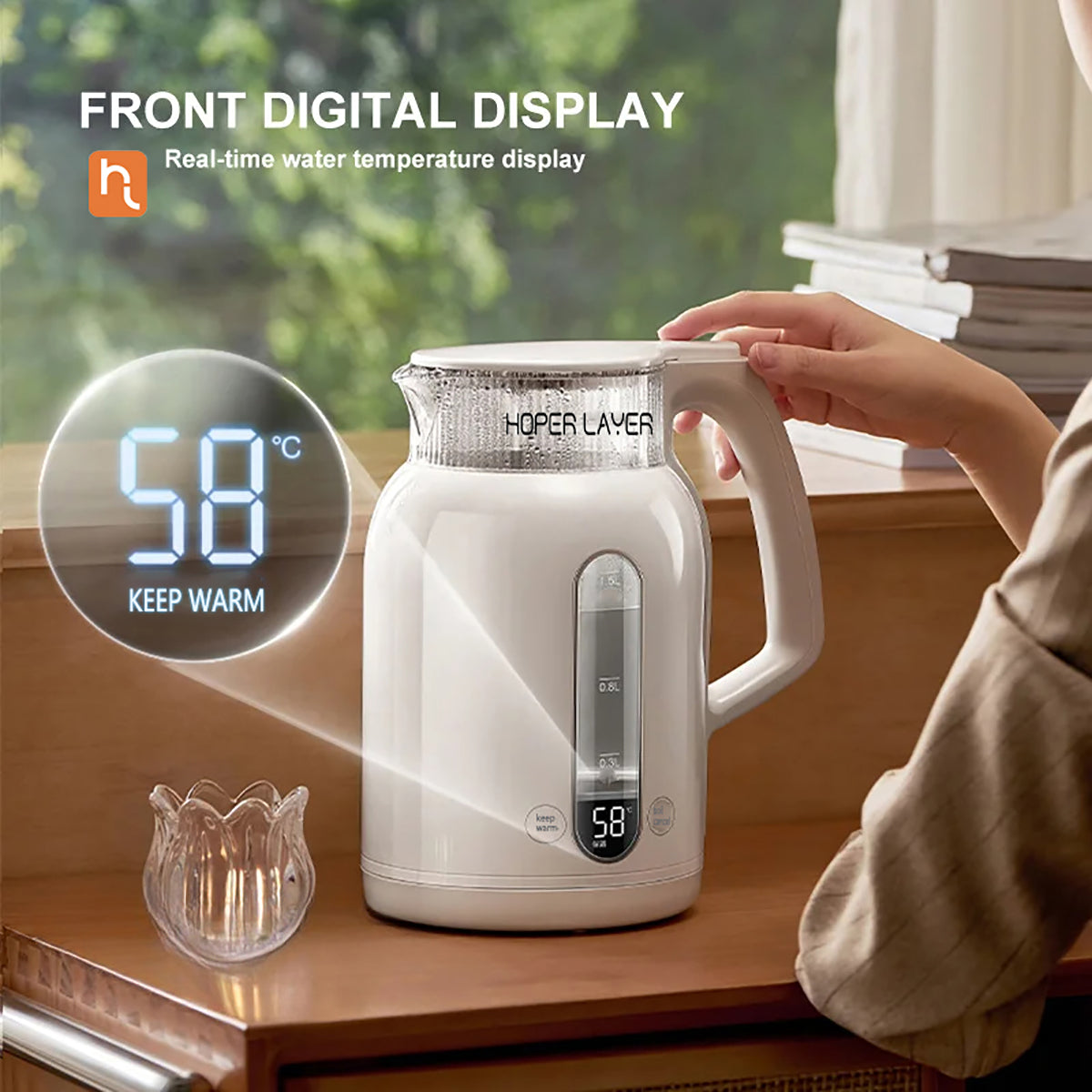 Hoper Layer Insulation Electric Kettle 1.5L 1500W Water Boiler K15-G1 5