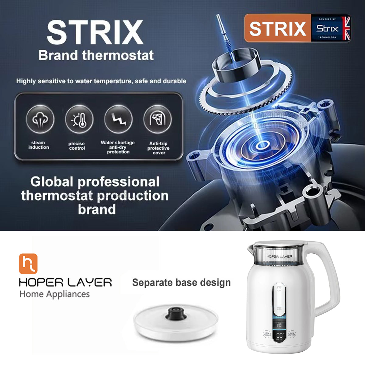 Hoper Layer Insulation Electric Kettle 1.5L 1500W Water Boiler K15-G1 7