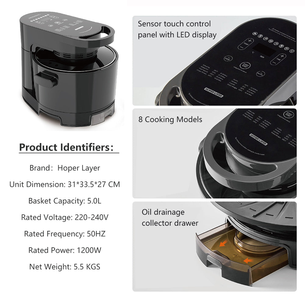 Hoper Layer Multi-functional 2 in 1 air fryer & smokeless BBQ grill  KZ-50 9
