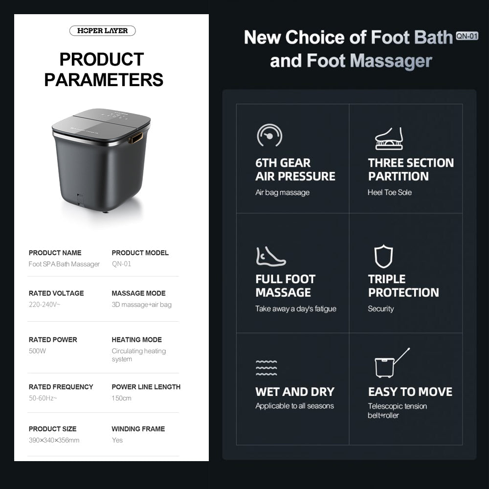 Hoper Layer Foot SPA Airbag Squeezing Foot Bath Massager Dry and Wet Dual-use QN-01 9