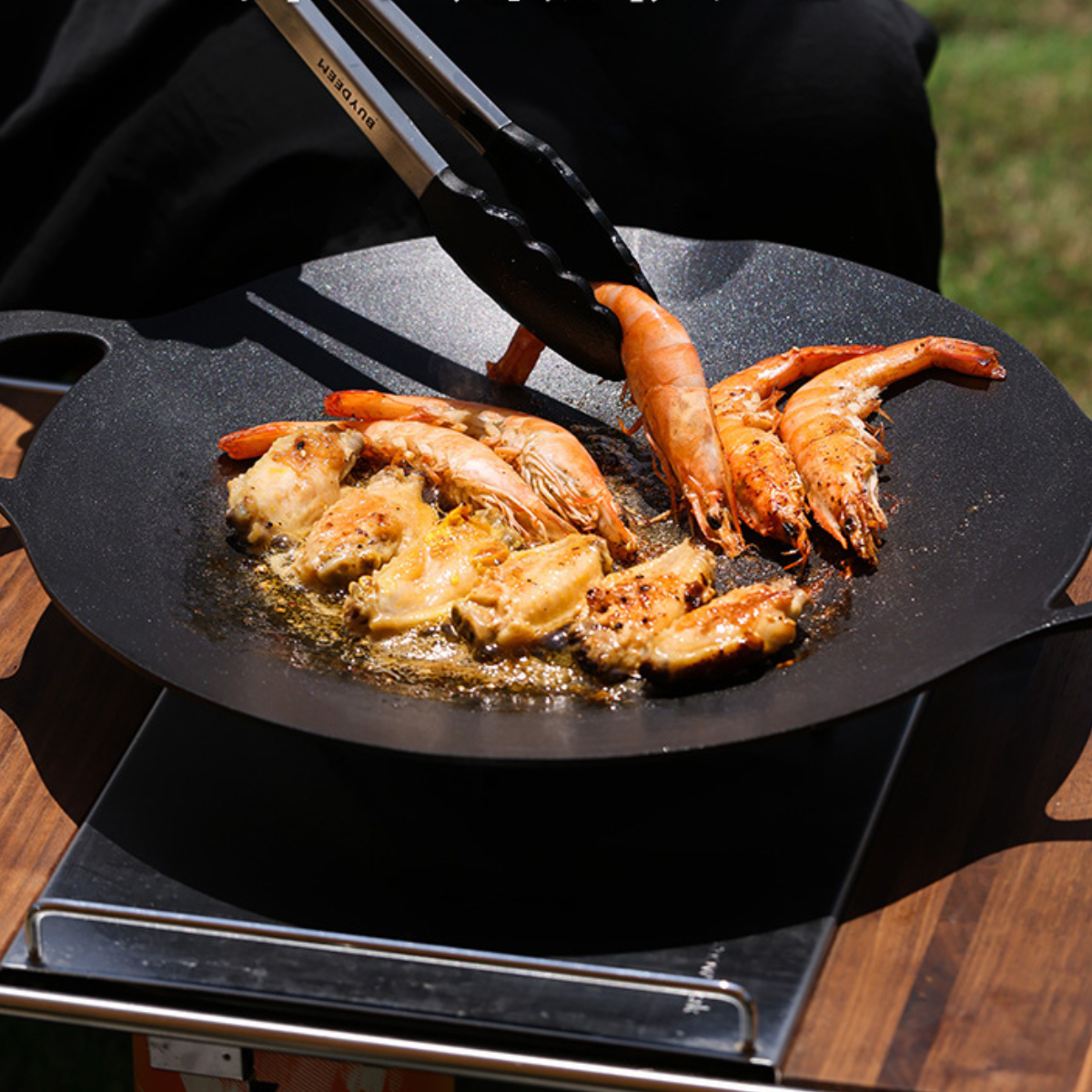 BUYDEEM Grill Pan Nonstick 36cm Round BBQ Griddle Indoor or Outdoor Cooking 3