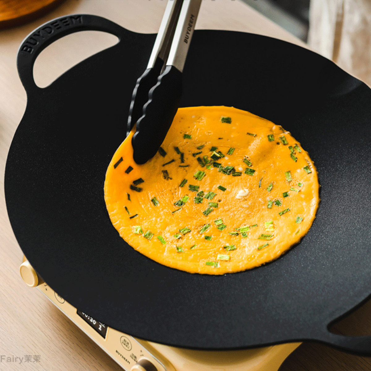 BUYDEEM Grill Pan Nonstick 36cm Round BBQ Griddle Indoor or Outdoor Cooking 4