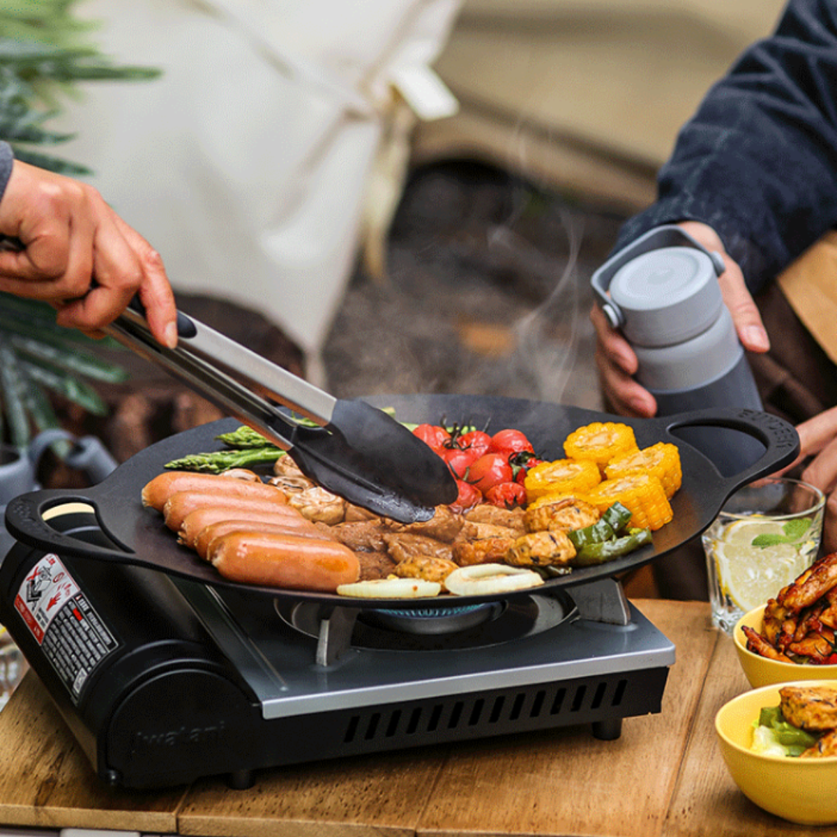 BUYDEEM Grill Pan Nonstick 36cm Round BBQ Griddle Indoor or Outdoor Cooking 5