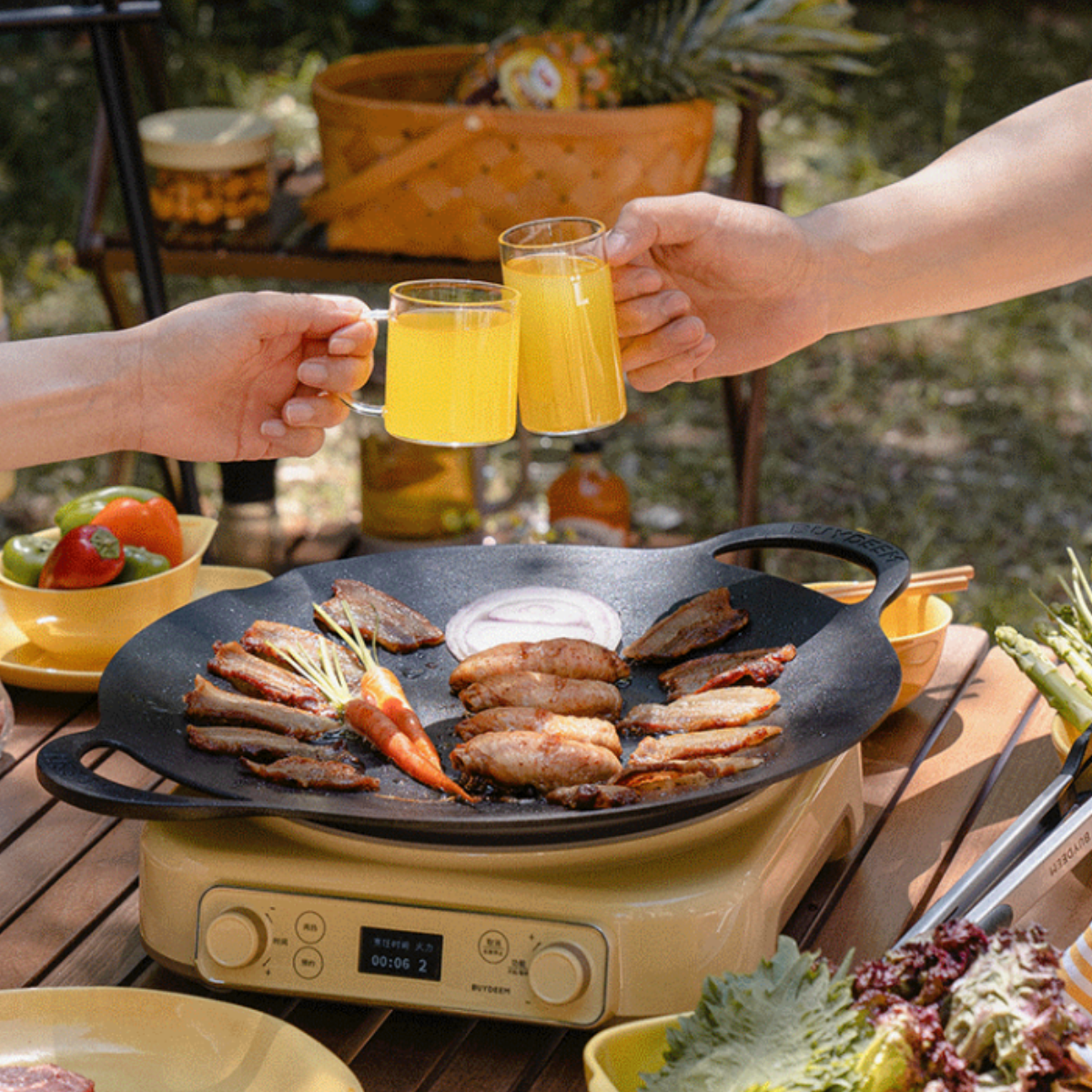 BUYDEEM Grill Pan Nonstick 36cm Round BBQ Griddle Indoor or Outdoor Cooking 7