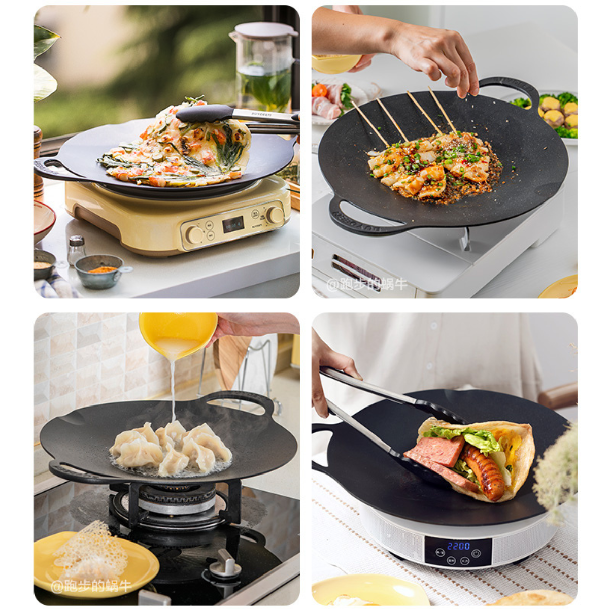 BUYDEEM Grill Pan Nonstick 36cm Round BBQ Griddle Indoor or Outdoor Cooking 9