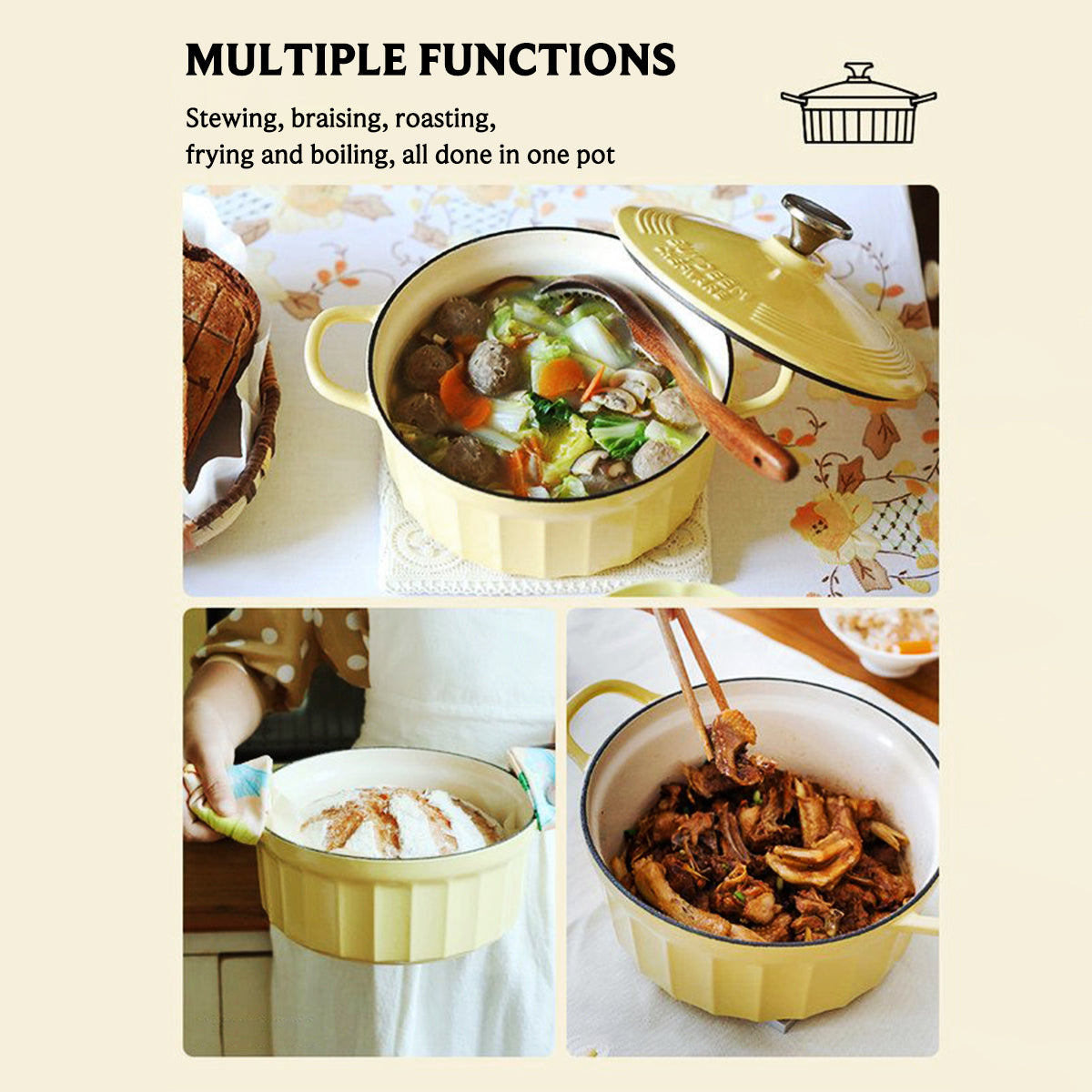 BUYDEEM CP521 Enameled Cast-Iron Dutch Oven 3