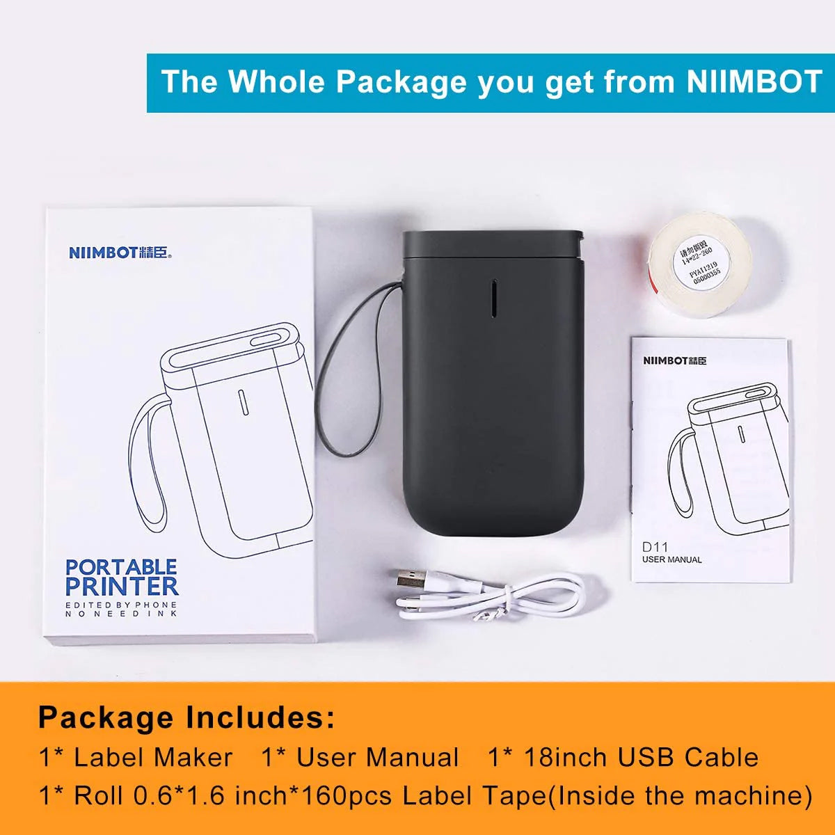 Niimbot D11 Protable Wireless Connection Label Printer Black 6