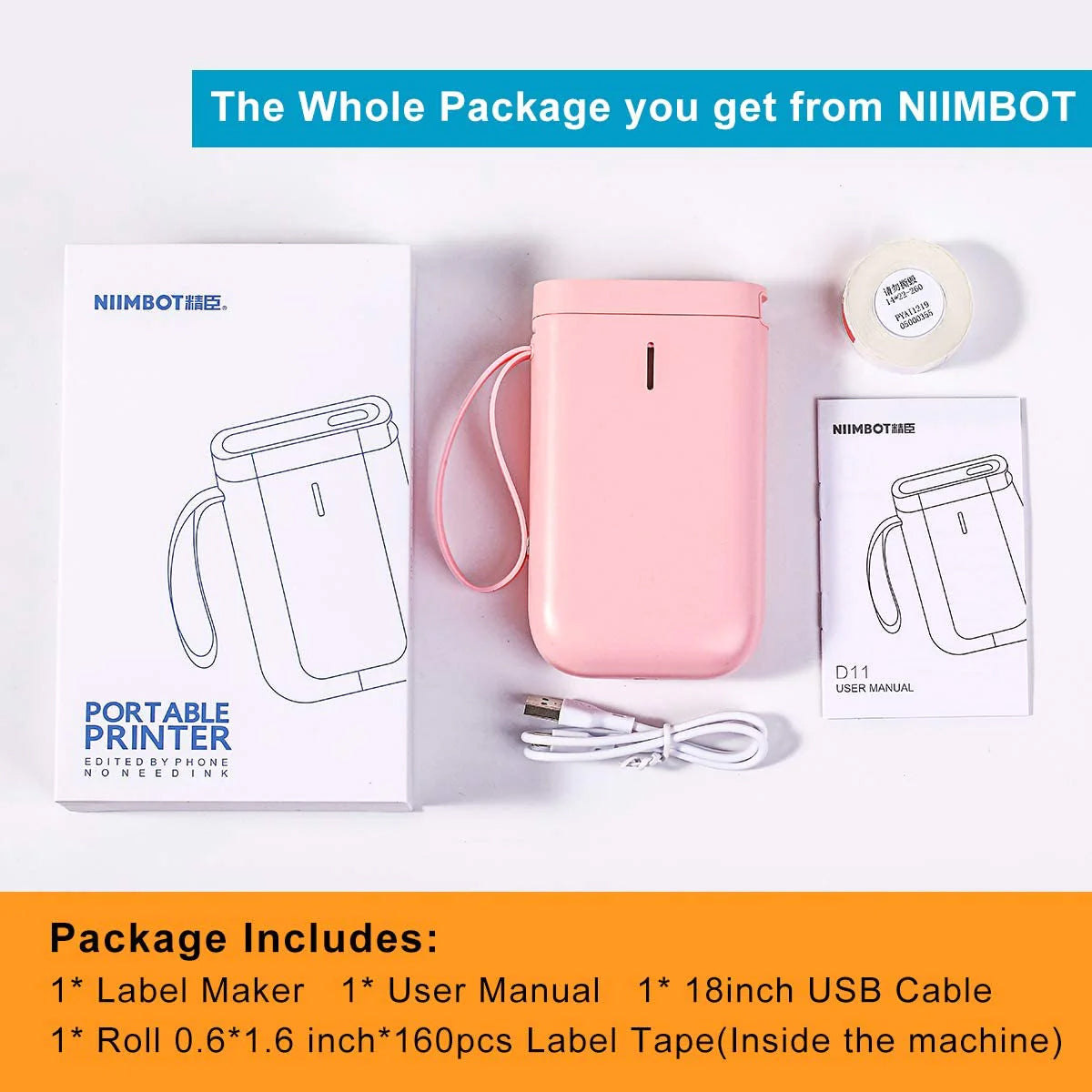 Niimbot D11 Protable Wireless Connection Label Printer Pink 6