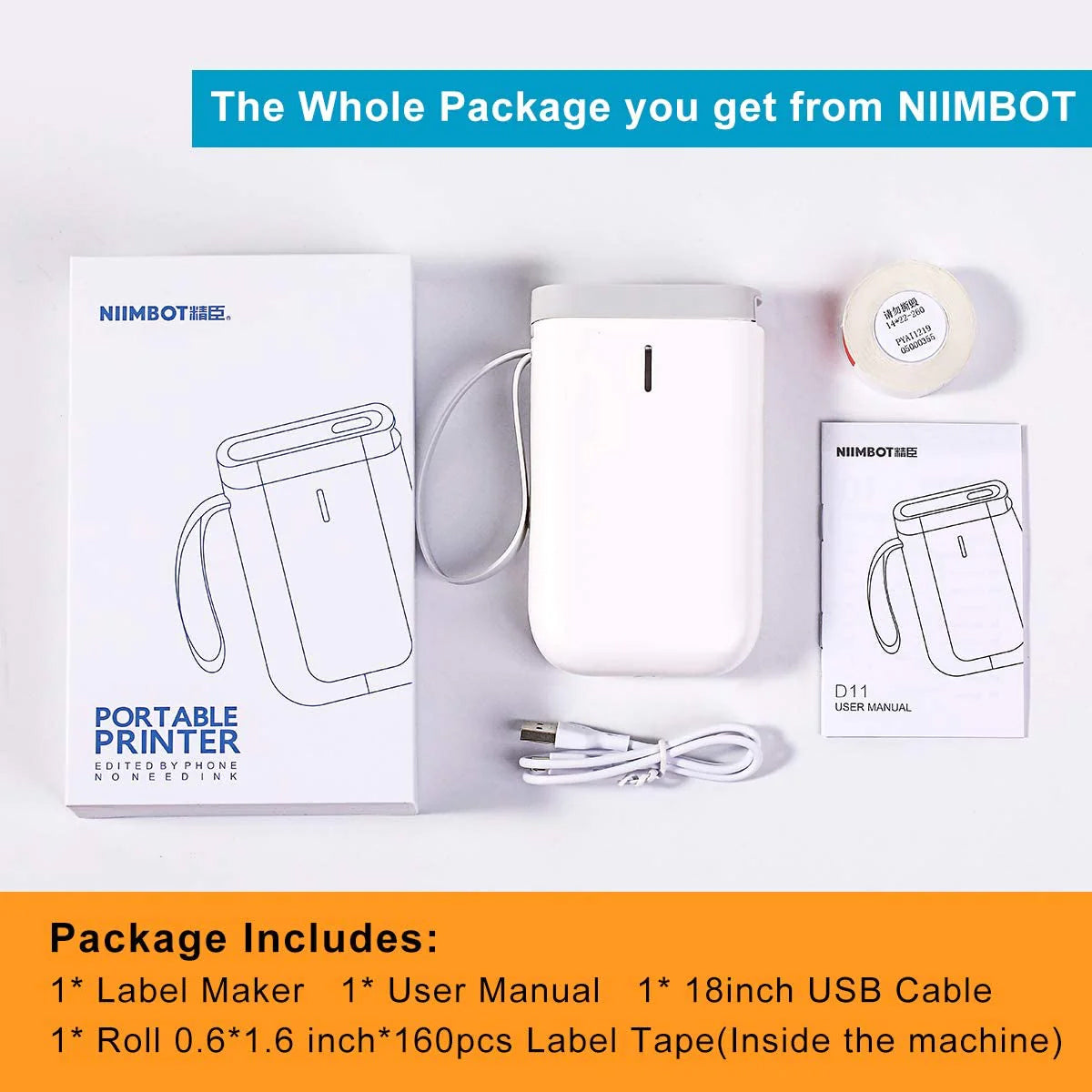 Niimbot D11 Protable Wireless Connection Label Printer White 7