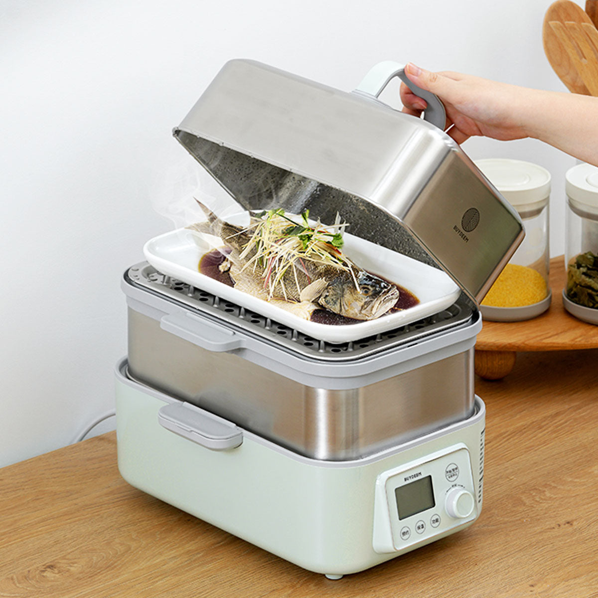 BUYDEEM Double Tier 10L Electric One Touch Digital Multifunctional Food Steamer 5