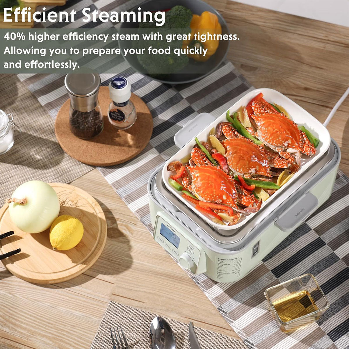 BUYDEEM Double Tier 10L Electric One Touch Digital Multifunctional Food Steamer 6