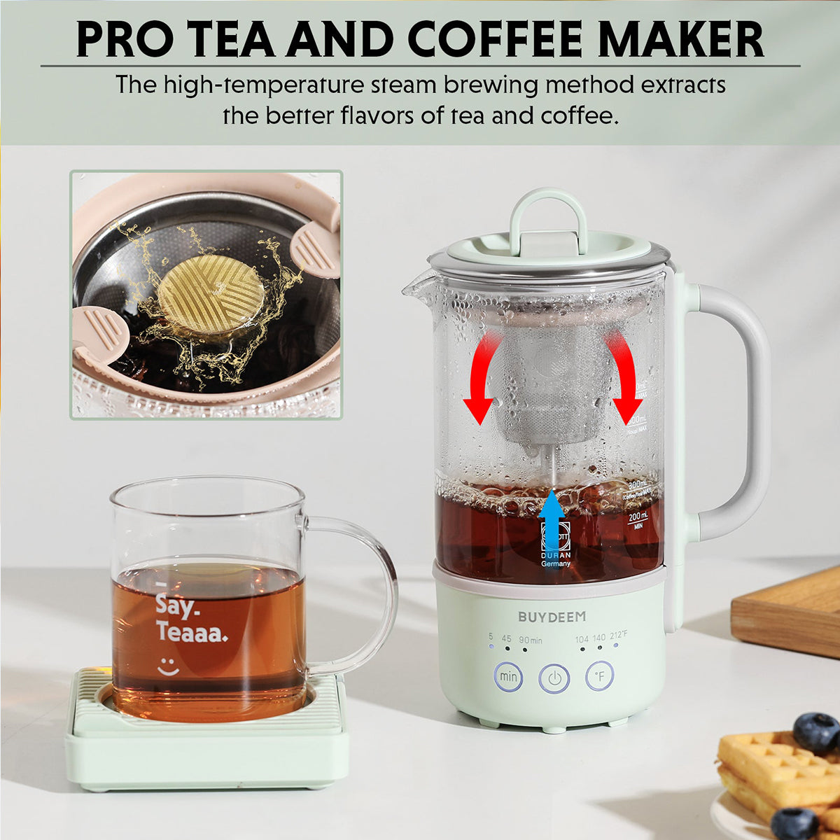 BUYDEEM Mini Multi-function Tea/Coffee Maker K32 600ml 3