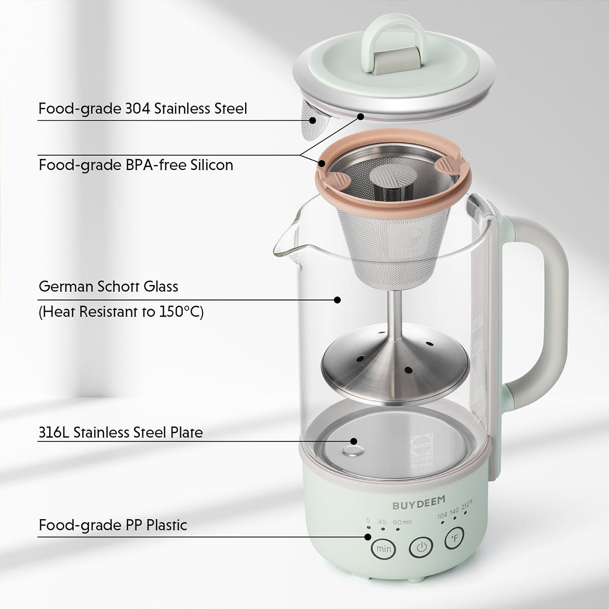 BUYDEEM Mini Multi-function Tea/Coffee Maker K32 600ml 4