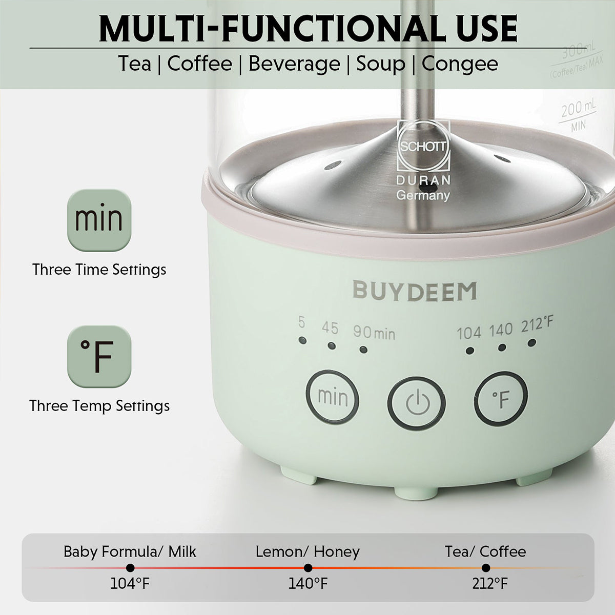 BUYDEEM Mini Multi-function Tea/Coffee Maker K32 600ml 5