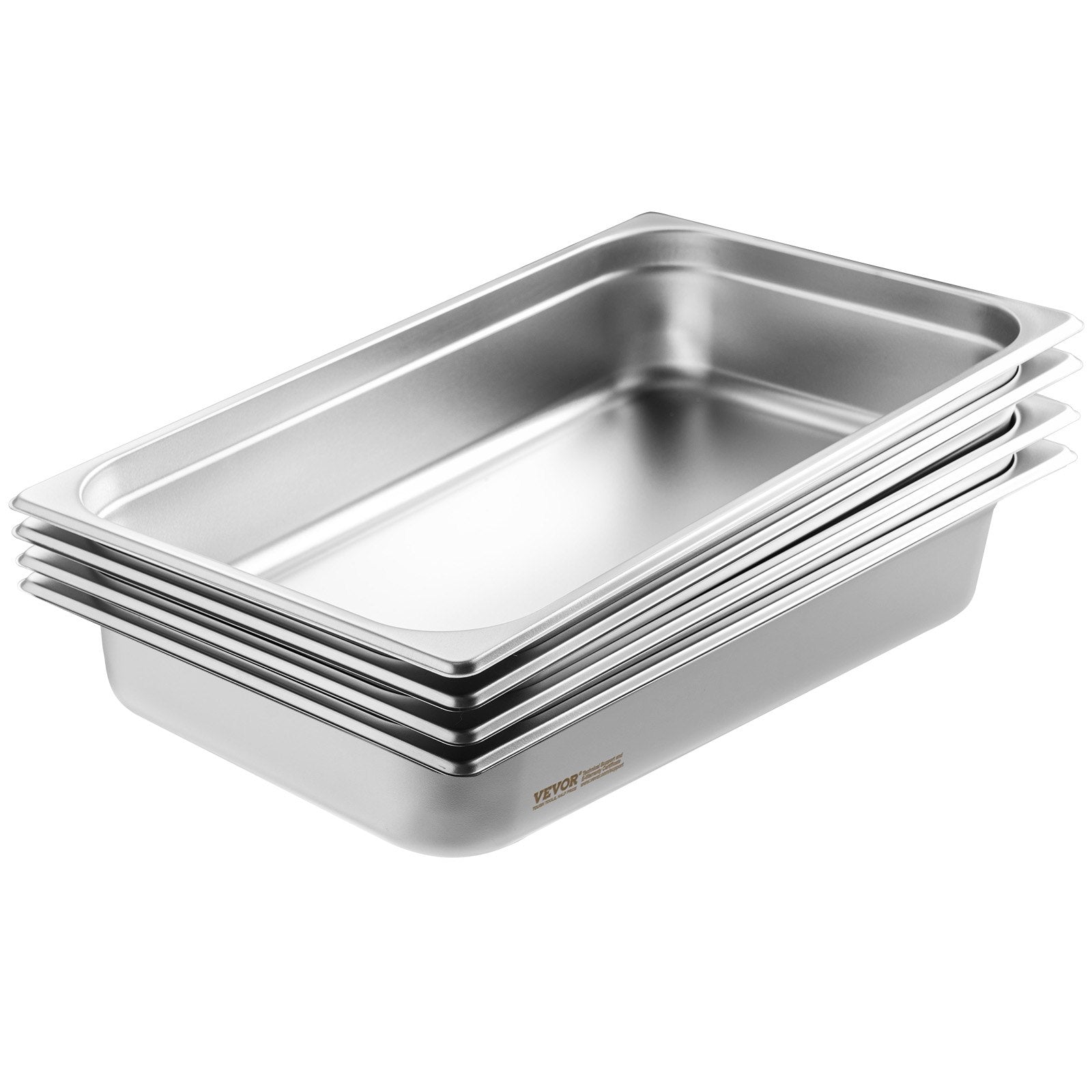 VEVOR 4 Pack Hotel Pans, Full Size Anti-Jam Steam Pan with Lid, 0.8mm Thick Stainless Steel Steam Table Pan, 4-Inch Deep Commercial Table Pan, Catering Storage Food Pan, for Industrial & Scientific 9