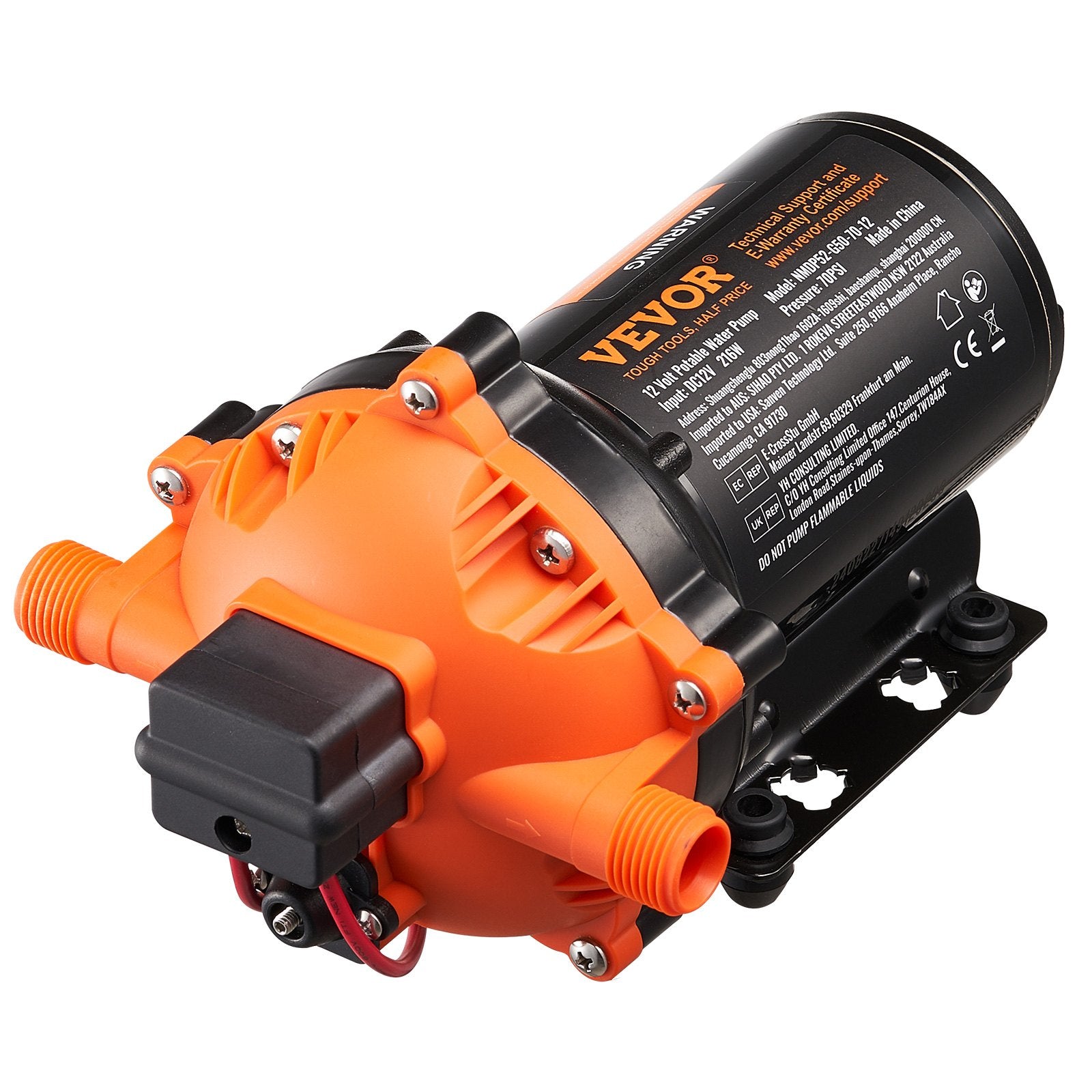 VEVOR Diaphragm Pump 5GPM 18.93 L/min 5-Chamber Water Pump Pressure Switch 10
