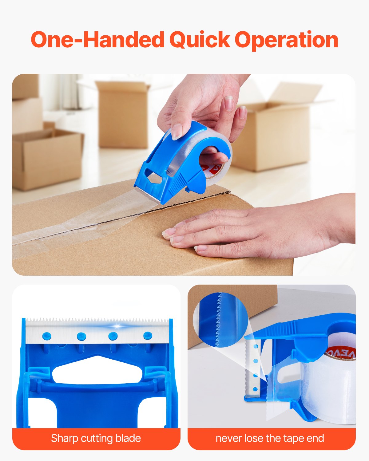 VEVOR Packing Tape 6 Rolls 25 Yards Clear Shipping Tape with Dispenser 2.7 Mil 5