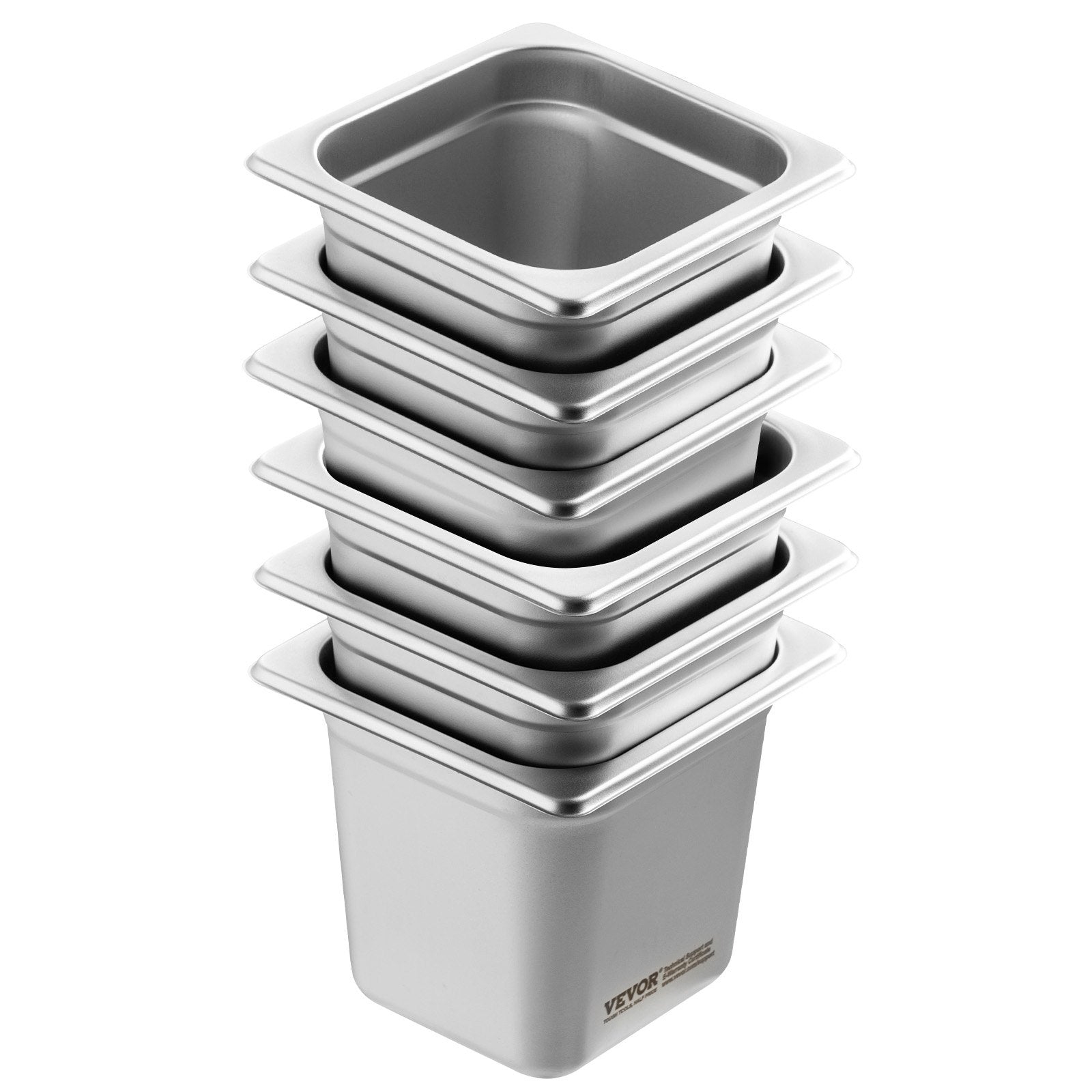 VEVOR 6 Pack Hotel Pans, 1/6  Size Anti-Jam Steam Pan, 0.8mm Thick Stainless Steel Restaurant Steam Table Pan, 6-Inch Deep Commercial Table Pan, Catering Storage Food Pan, for Industrial & Scientific 9