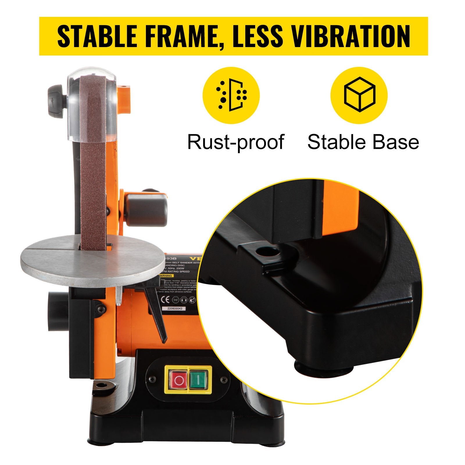 VEVOR Belt Sander 300W Grinder Sander 1 x 30 Inch Electric Belt & Disc Sander 2950 RPM Variable Speed (300W) 5