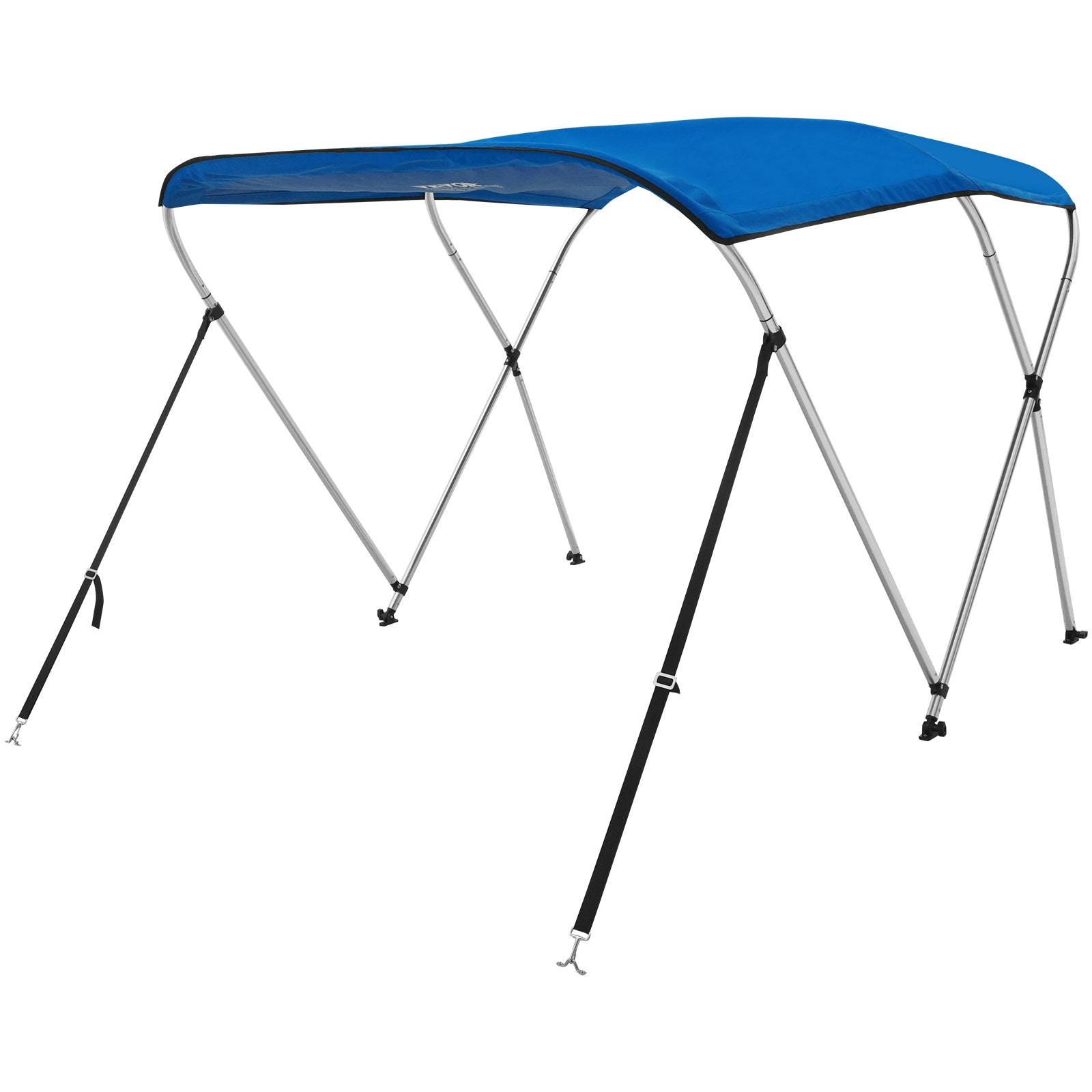 VEVOR 3 Bow Bimini Top Boat Cover, 900D Polyester Canopy with 1" Aluminum Alloy Frame, Waterproof and Sun Shade, Includes Storage Boot, 2 Support Poles, 4 Straps, 6'L x 46"H x 61"-66"W, Pacific Blue 10