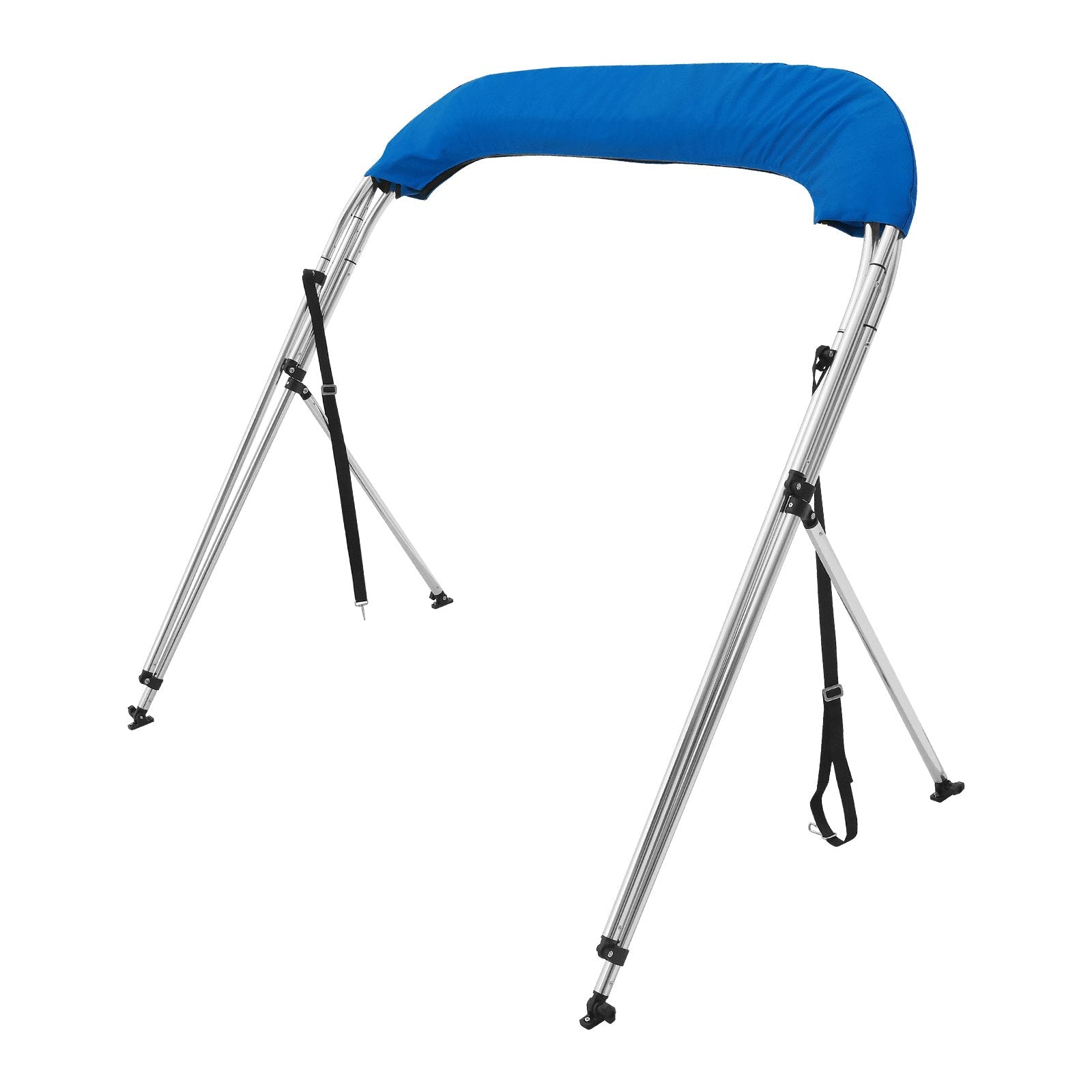 VEVOR 3 Bow Bimini Top Boat Cover, 900D Polyester Canopy with 1" Aluminum Alloy Frame, Waterproof and Sun Shade, Includes Storage Boot, 2 Support Poles, 4 Straps, 6'L x 46"H x 61"-66"W, Pacific Blue 11