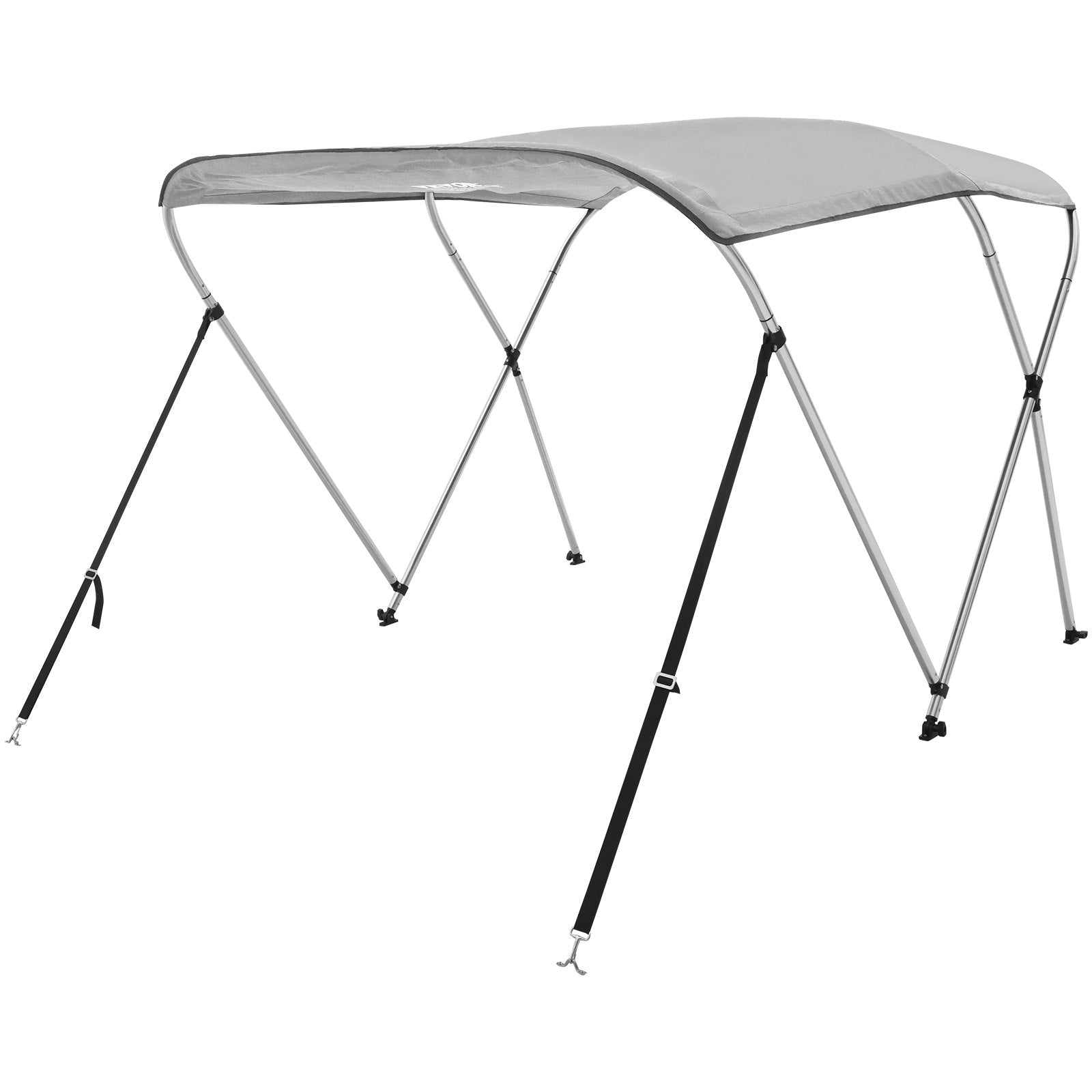 VEVOR 3 Bow Bimini Top Boat Cover, 900D Polyester Canopy with 1" Aluminum Alloy Frame, Waterproof and Sun Shade, Includes Storage Boot, 2 Support Poles, 4 Straps, 6'L x 46"H x 67"-72"W, Light Grey 10