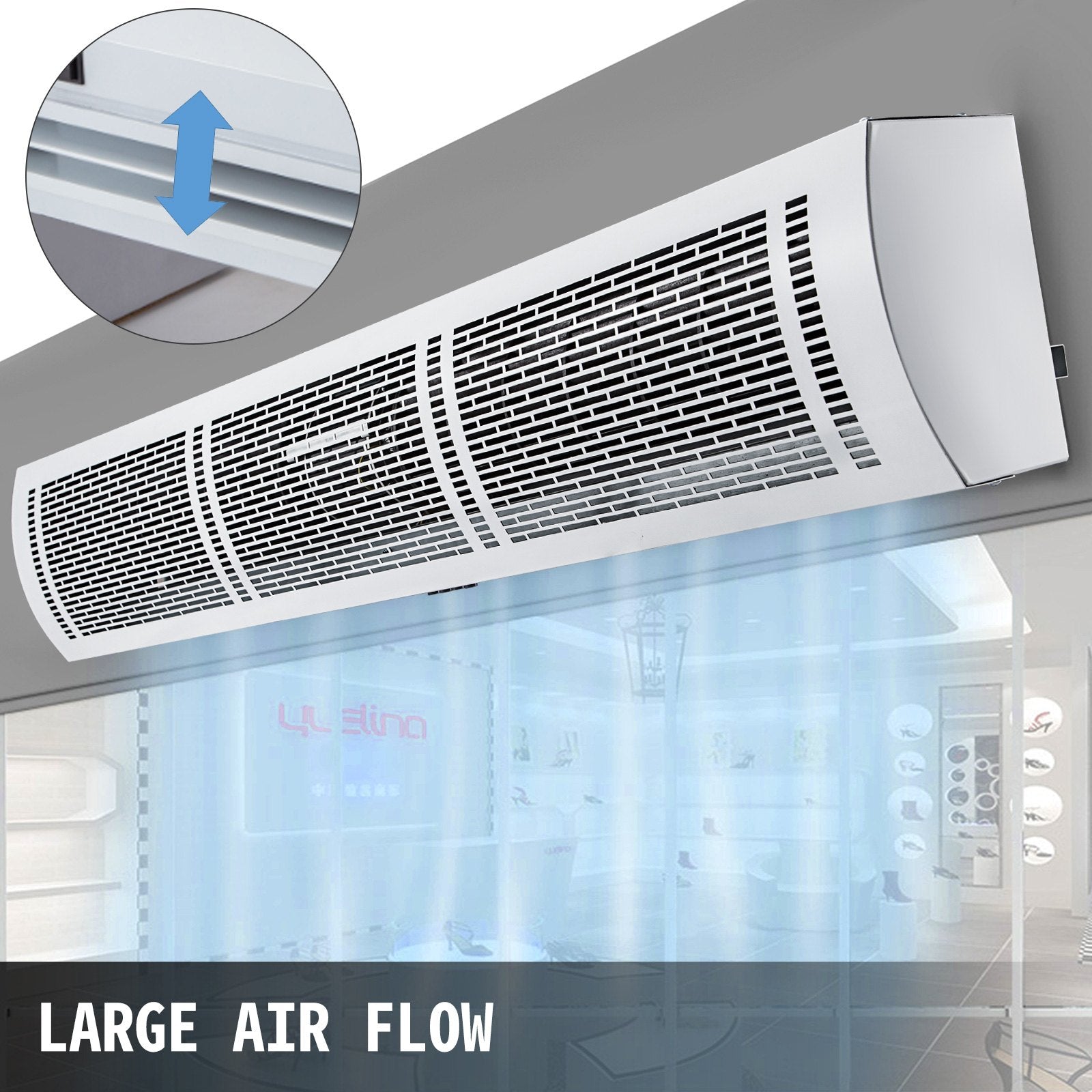 VEVOR Air Curtain, 1.2m Electric Wind Curtain with Limit Switch, Max. 2204 CFM Air Flow, 3 Speeds Control Commercial Indoor Air Curtain, Ideal for Shops, Buildings 4