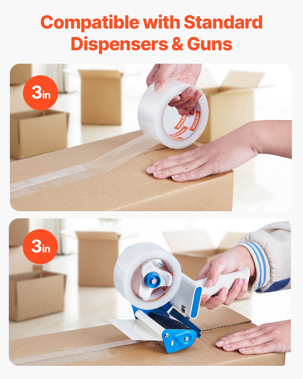 VEVOR Packing Tape 18 Rolls 65 Yards Heavy Duty Clear Packing Tapes 2.7 Mil 5