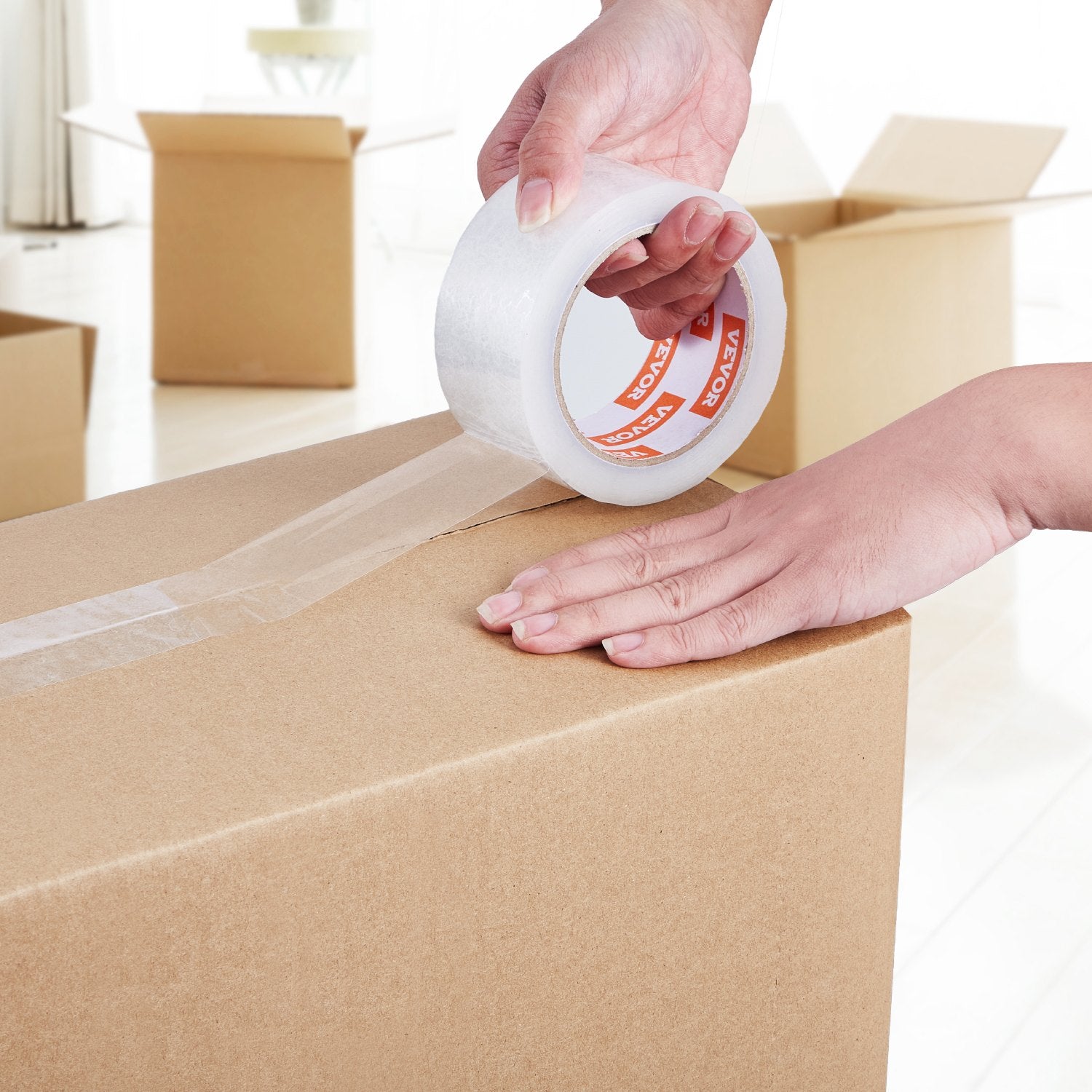 VEVOR Packing Tape 18 Rolls 65 Yards Heavy Duty Clear Packing Tapes 2.7 Mil 8