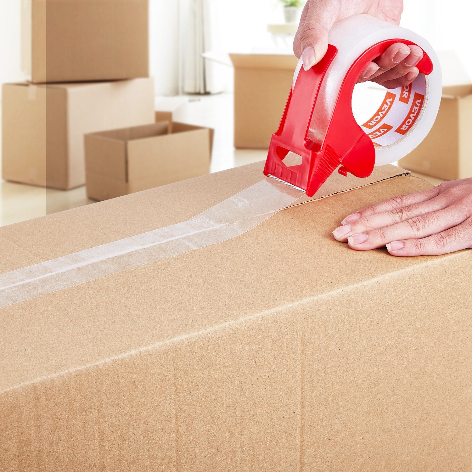 VEVOR Packing Tape 6 Rolls 65 Yards Clear Shipping Tape with Dispenser 2.7 Mil 8