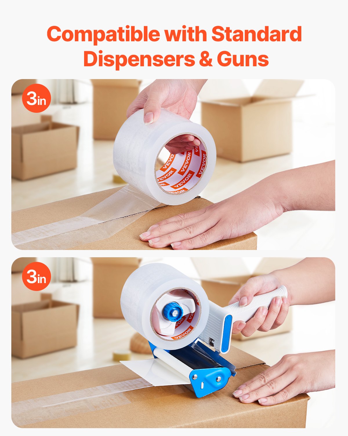 VEVOR Clear Packing Tape 6 Rolls 65 Yards Heavy Duty Clear Packing Tapes 2.7 Mil 5